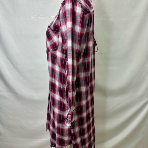 Democracy Long Sleeve Button Front Hi-Lo Plaid Western Shirt Dress Size S - Picture 9 of 15